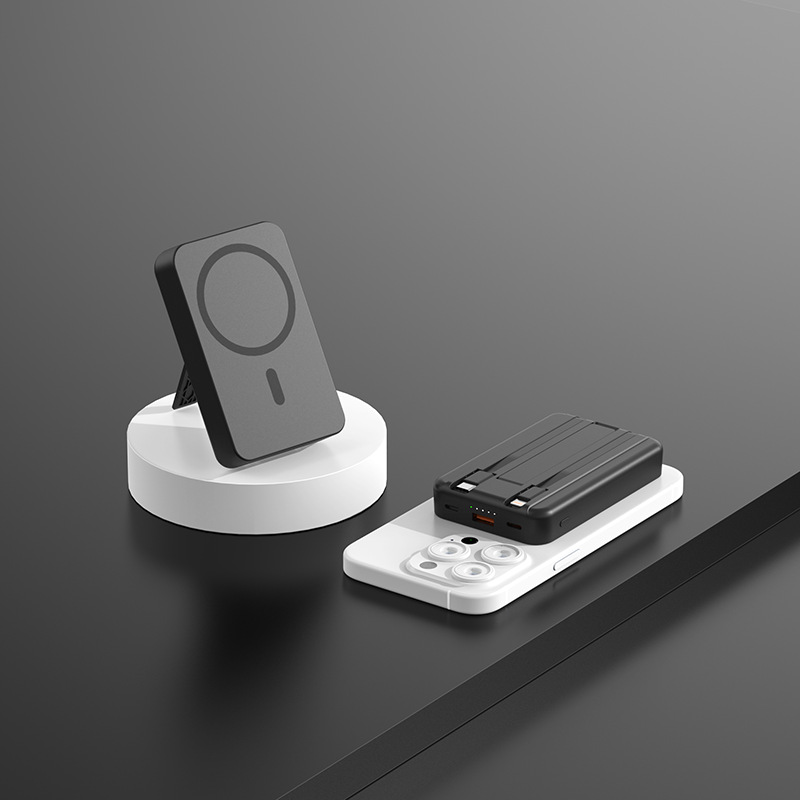 Power Bank Two-way Super Fast Charge Magnetic Portable Wireless Power Bank With Line - Image 3