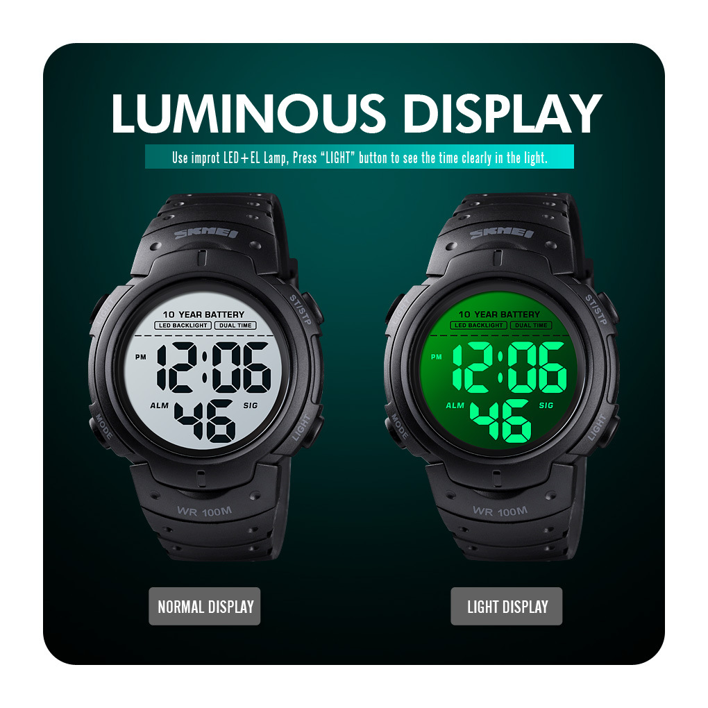 Men's Waterproof Outdoor Sports Multifunctional Luminous Led Electronic Watch - Image 4