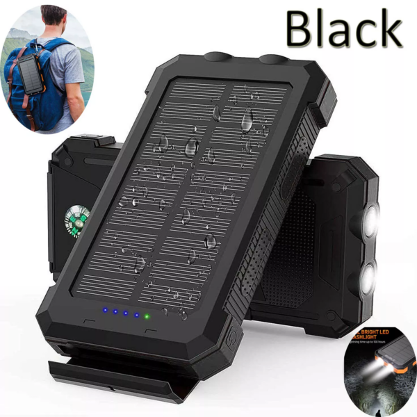 1o000 MAh Solar Power Bank, Waterproof, 2 USB Ports, LED Charger For Mobile Phones - FastPickStore