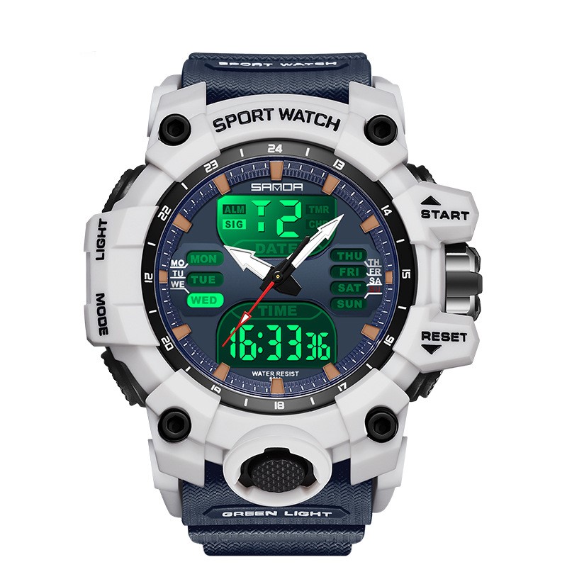 Sanda Green Light Photoelectric Alarm Clock Multifunctional Waterproof Shockproof Transparent Watch - Image 2