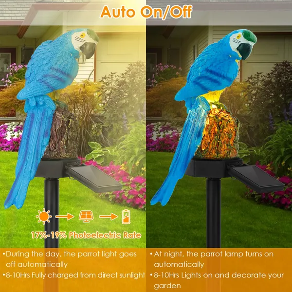 Solar Powered Parrot Garden Light IP65 Waterproof LED Parrot Landscape Lamp Decorative Lawn Lights - Image 2