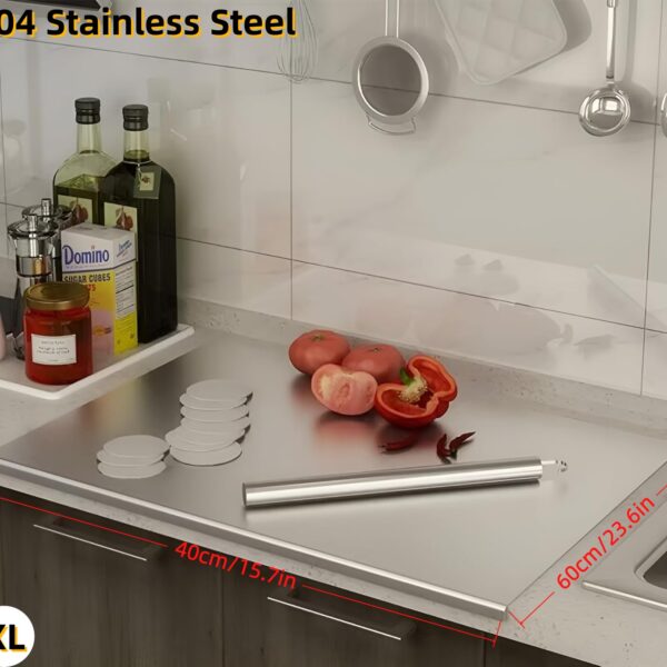 L-Shape 304 Stainless Steel Cutting Board With Lip, Stainless Steel Countertop Chopping Boards For Kitchen, 304 Stainless Steel Chopping Boards With Lip And Non-Slip For Meat Vegetables Fruits Baking