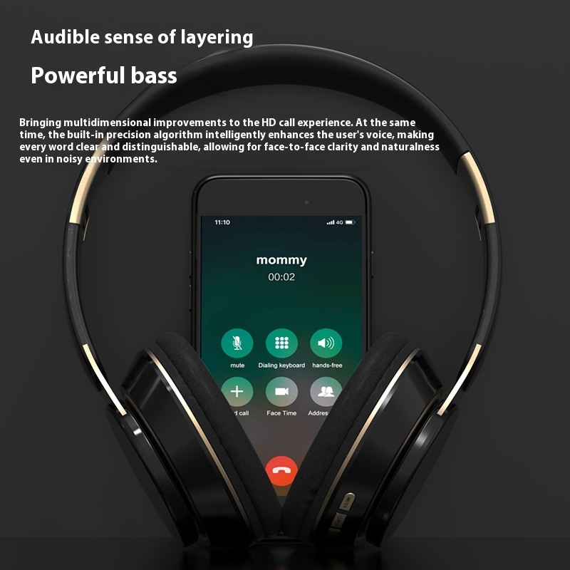 Headset Bluetooth Headset Retractable Folding Sports Card Heavy Bass Wireless Headset - Image 2