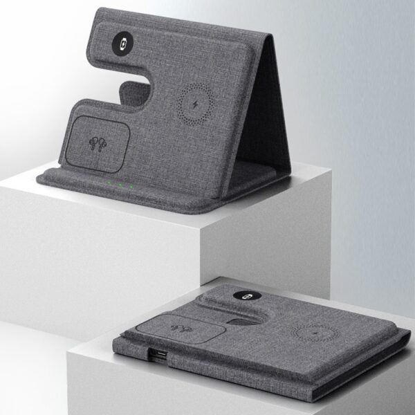 15W Foldable Leather Desktop Wireless Charger For IPhones