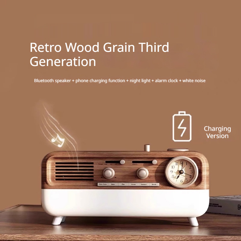 Retro Ambience Light Portable Alarm Clock Speaker - Image 2