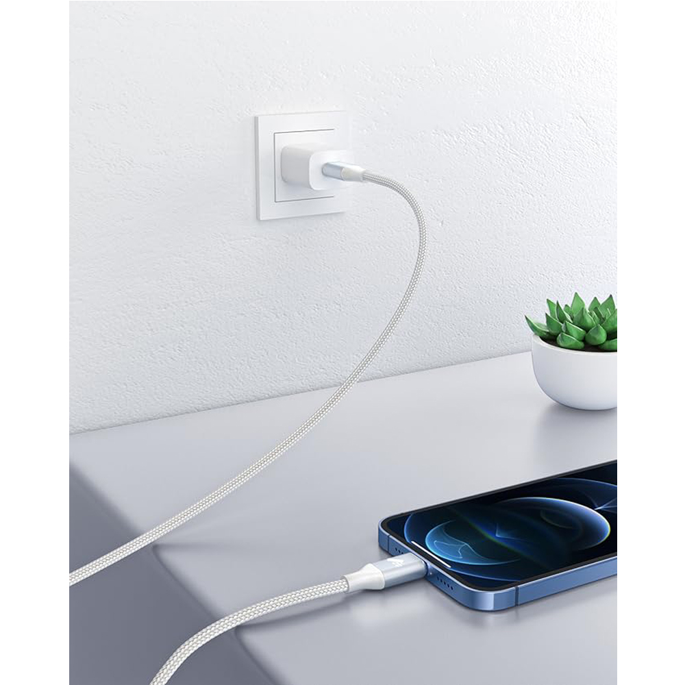 150cm 180cm USB Charging Cable A Pple MFi Certified, Nylon Braided Jacket,silver Premium Series - Image 3