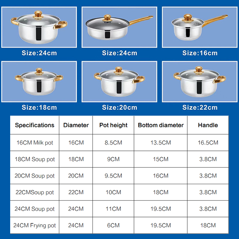12Pcs Stainless Steel Casserole Saucepan Stock Pot Set Kitchen Induction Cookware - Image 2