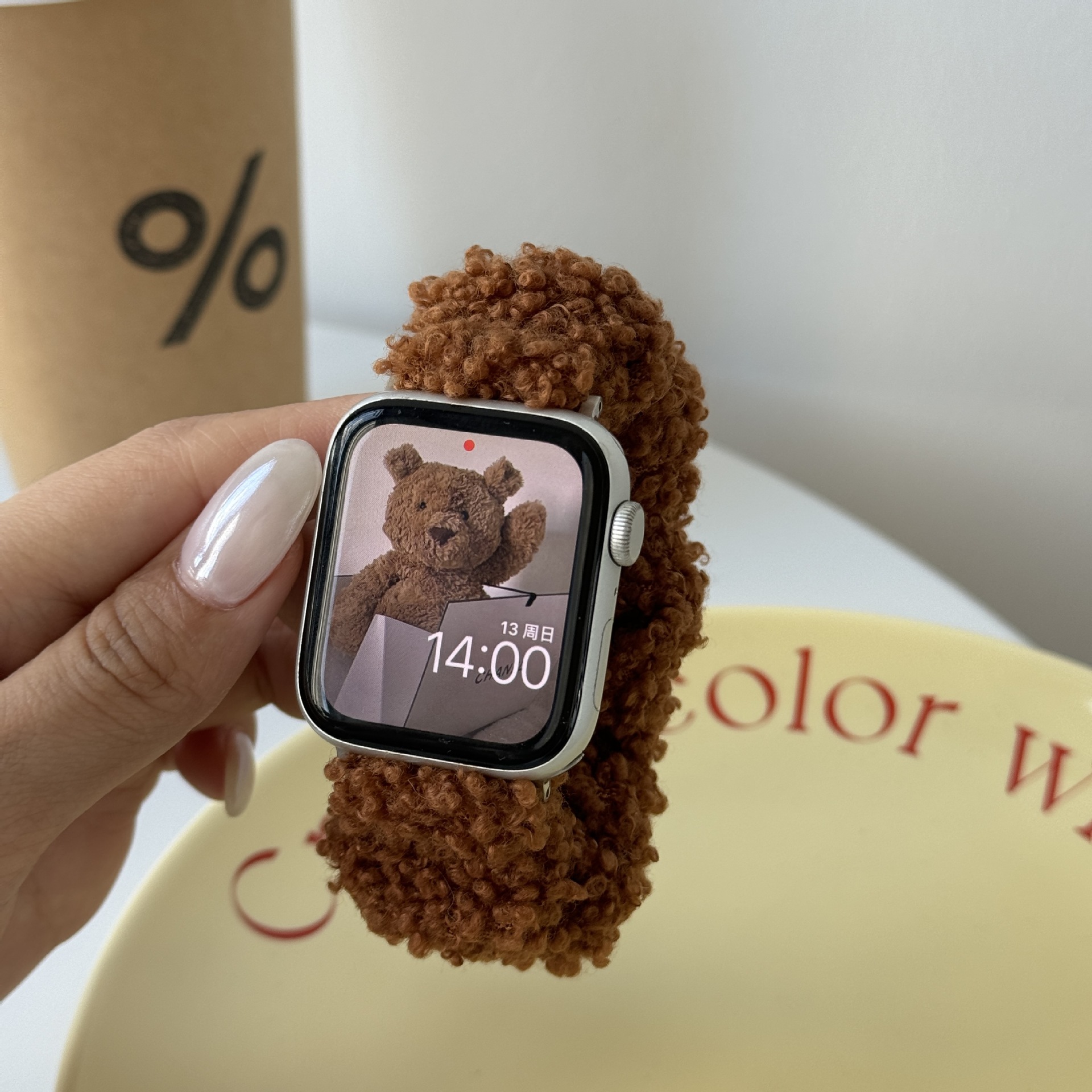Suitable For 5678910 Generation 42mm 46mm Teddy Plush Elastic Hair Ring Watch Strap - Image 2