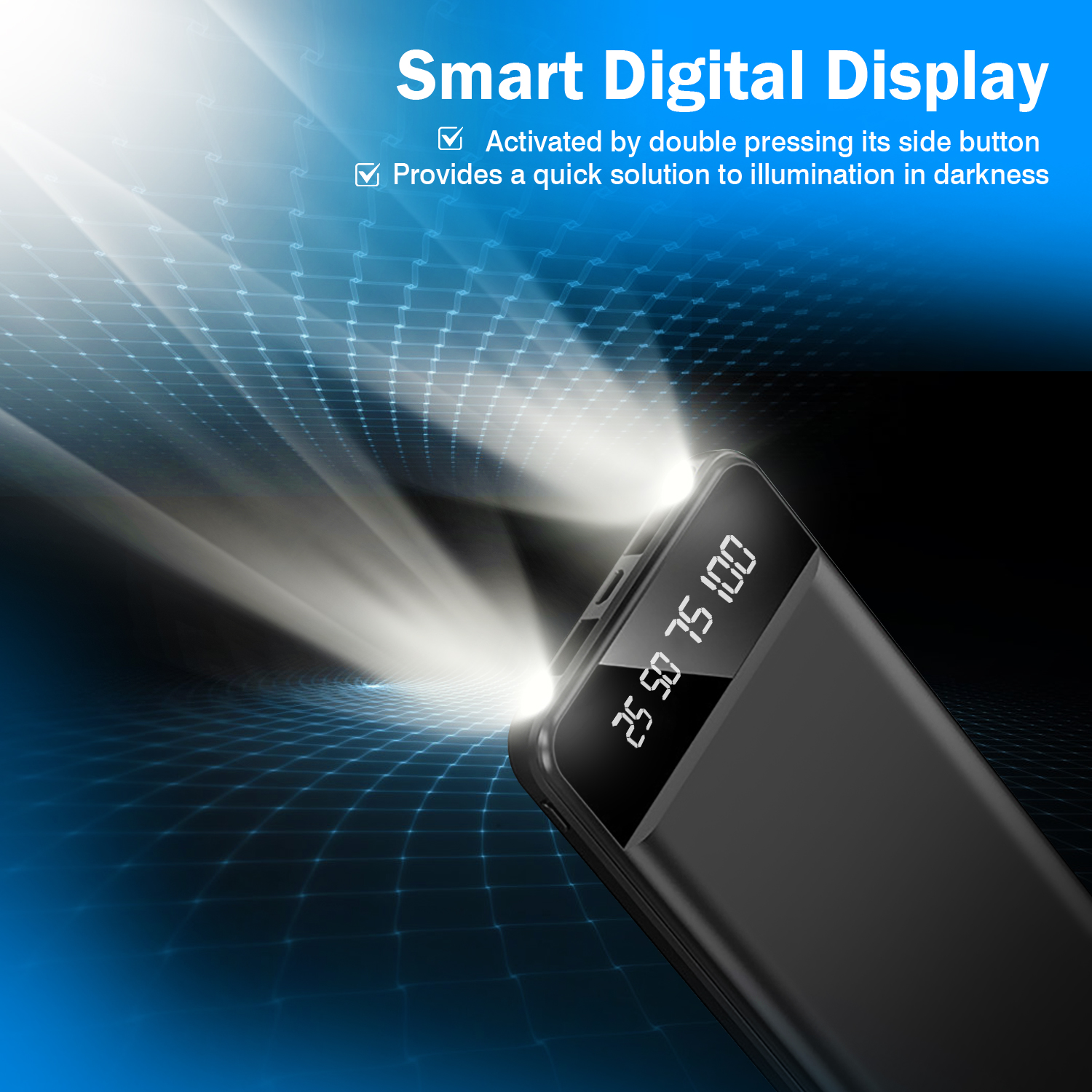 1Pc 10000mAh Power Bank Portable Ultra Slim Charger External Battery Pack With 2