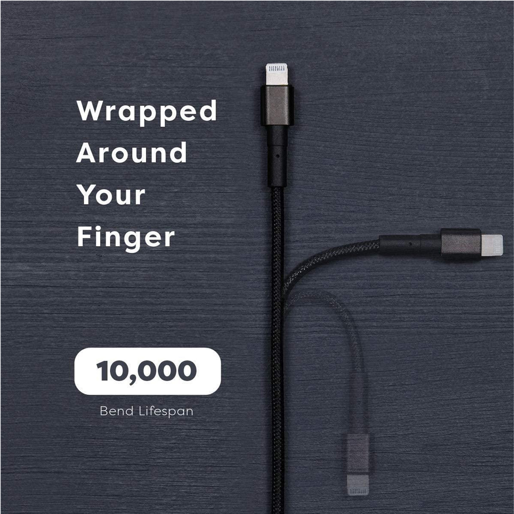 150cm 180cm USB Charging Cable A Pple MFi Certified, Nylon Braided Jacket,Black Premium Series - Image 3