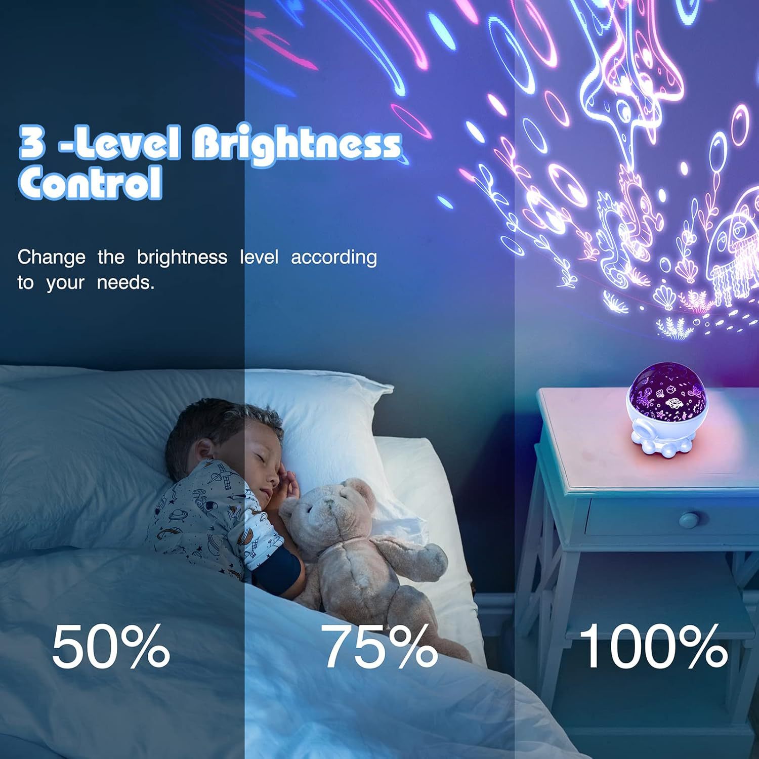 Octopus Starry Sky Light RGB Creative Remote Jellyfish Music Projection Lamp - Image 3