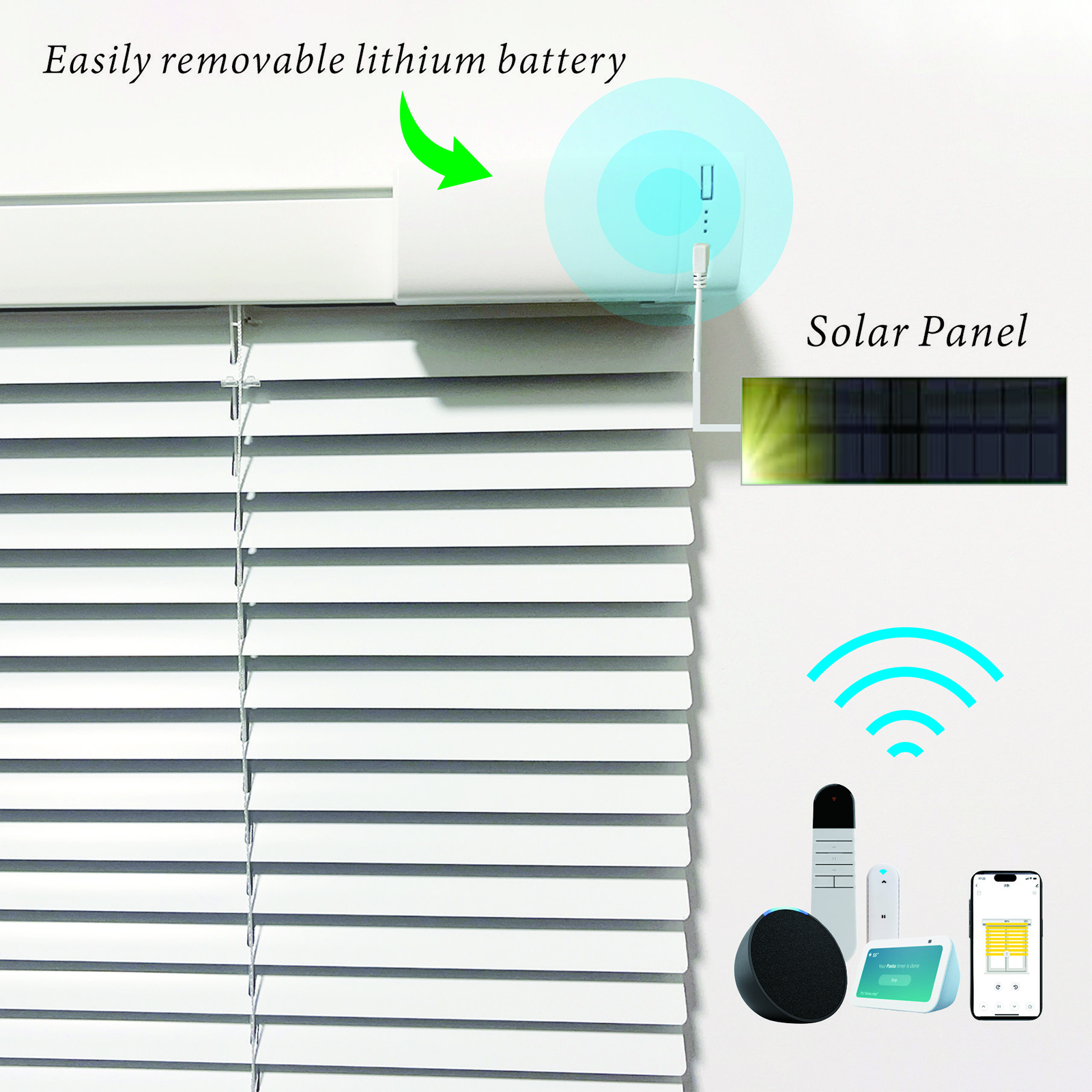 Equipped With A 15 Channel Remote Control Solar Charging Panel, Electric Blinds, Intelligent Remote Control Curtains, Silent Sunshades, Detachable Rechargeable Lithium Batteries - Image 4