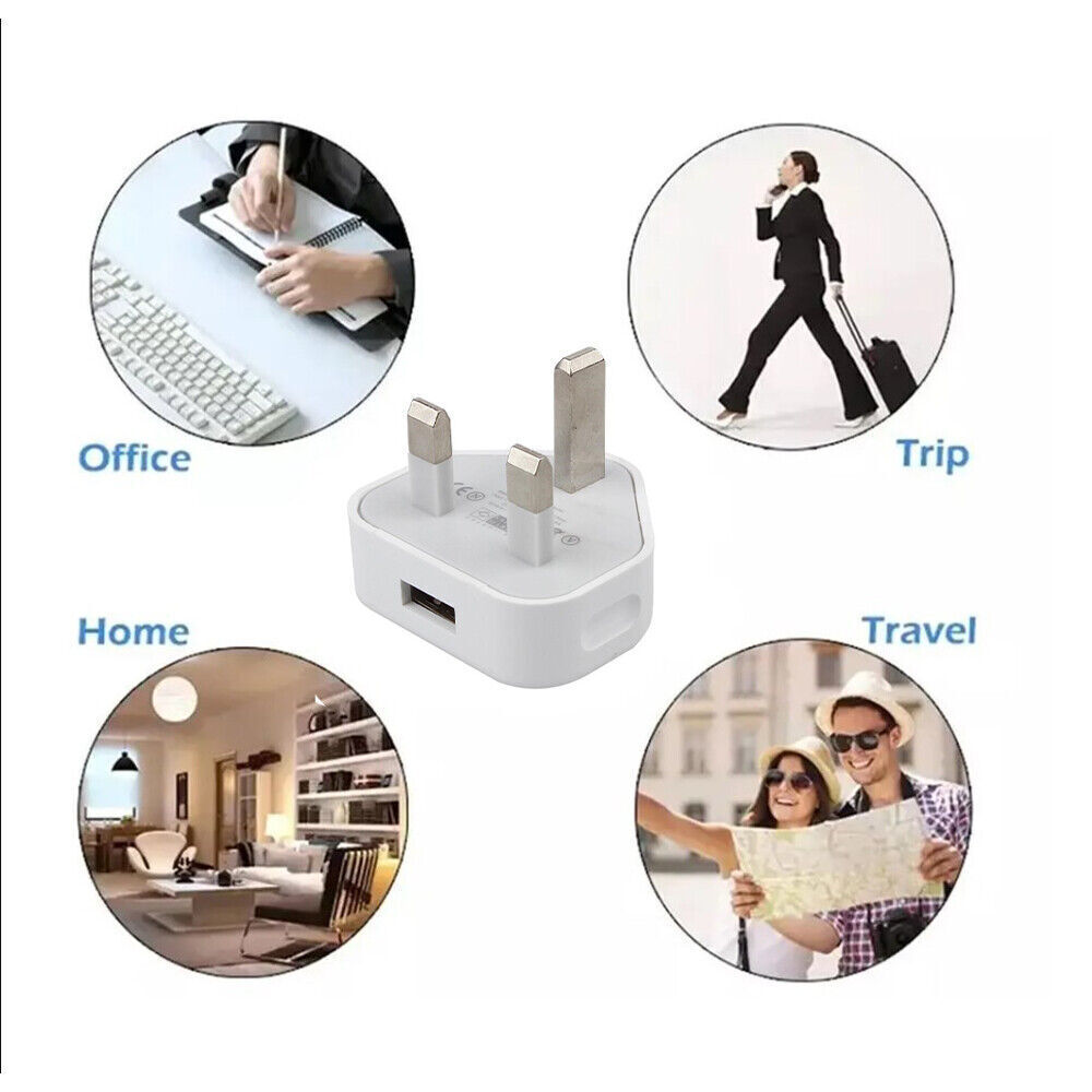 4 Pack UK USB Wall Charger 3 Pin Plug Mains Adapter For Phones, Tablets Power image 5