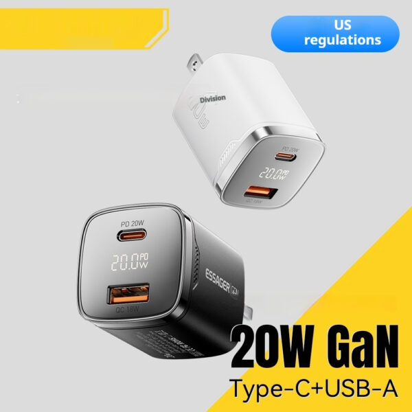 Series 20W Digital Display Travel Charger With USB-A And USB-C Fast Charging Ports - FastPickStore