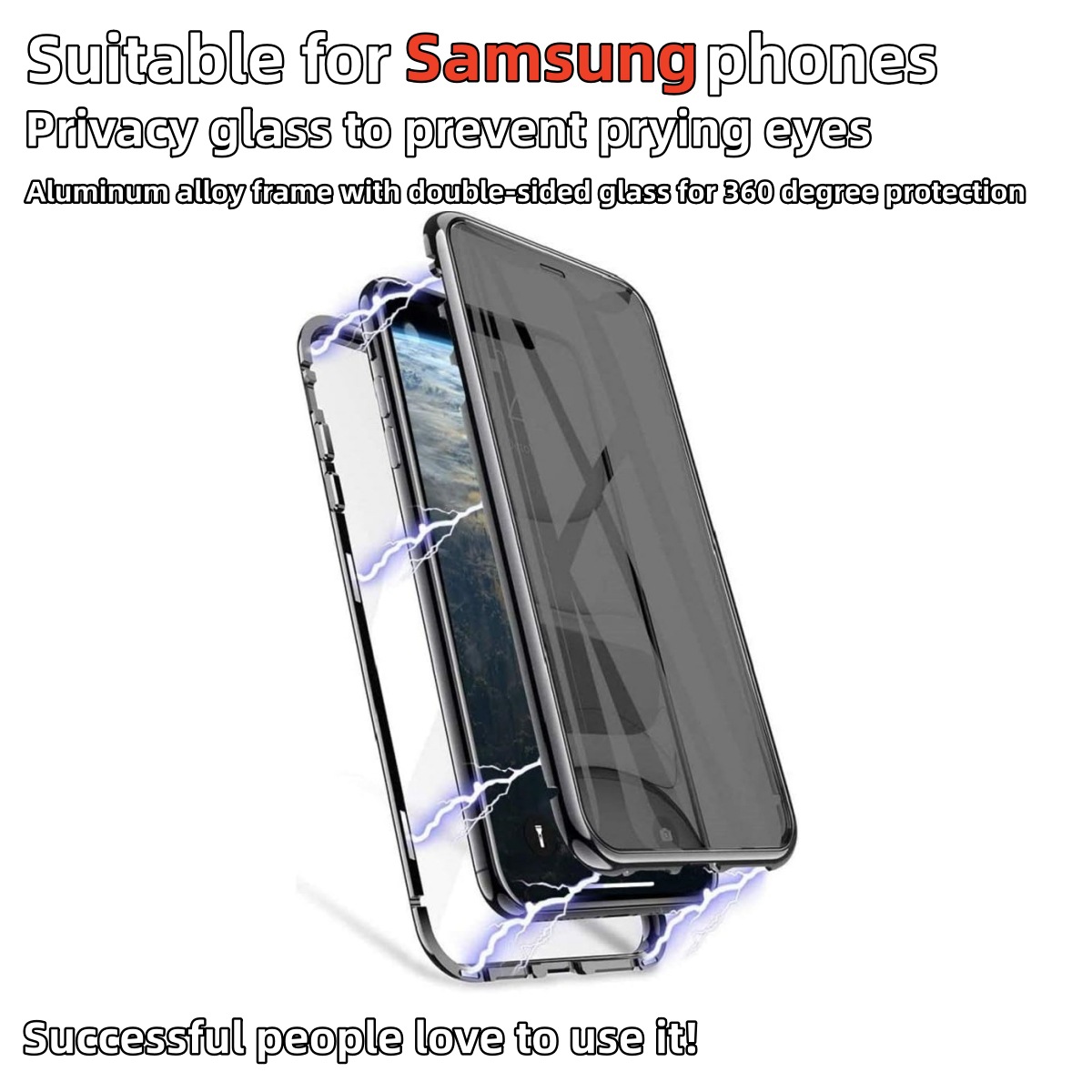Peep-proof Phone Case Double-sided Glass Metal Magnetic Sets - Image 2