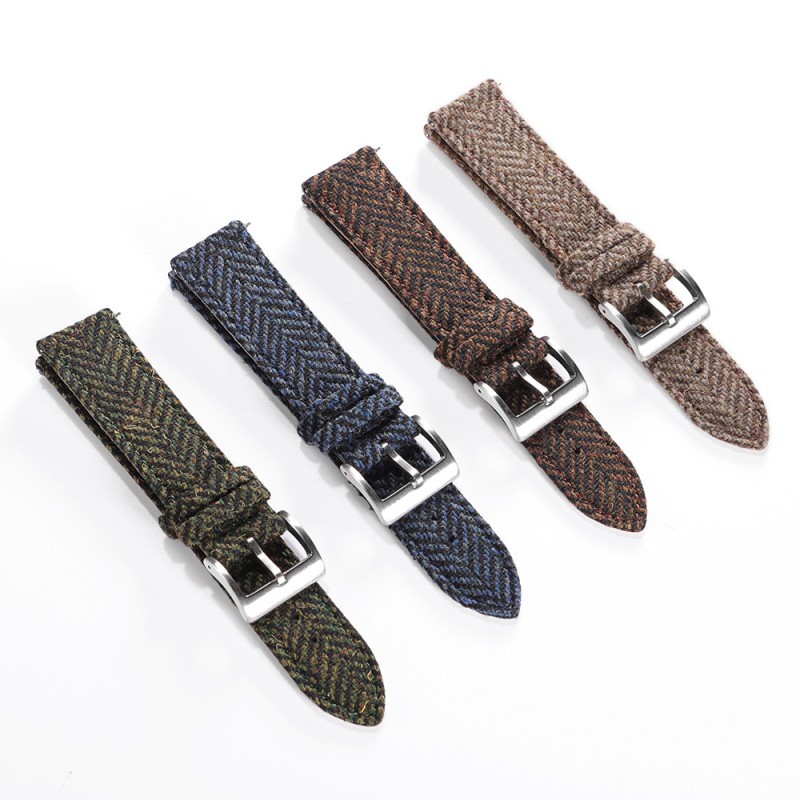 High-quality Tweed-finished Leather Watch Strap With Quick-release Mechanism, Vintage-style Wristband - Image 5