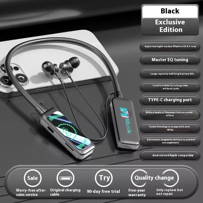 Neck-mounted Wireless Noise Reduction Digital Display Ultra Bluetooth Headset - Image 5