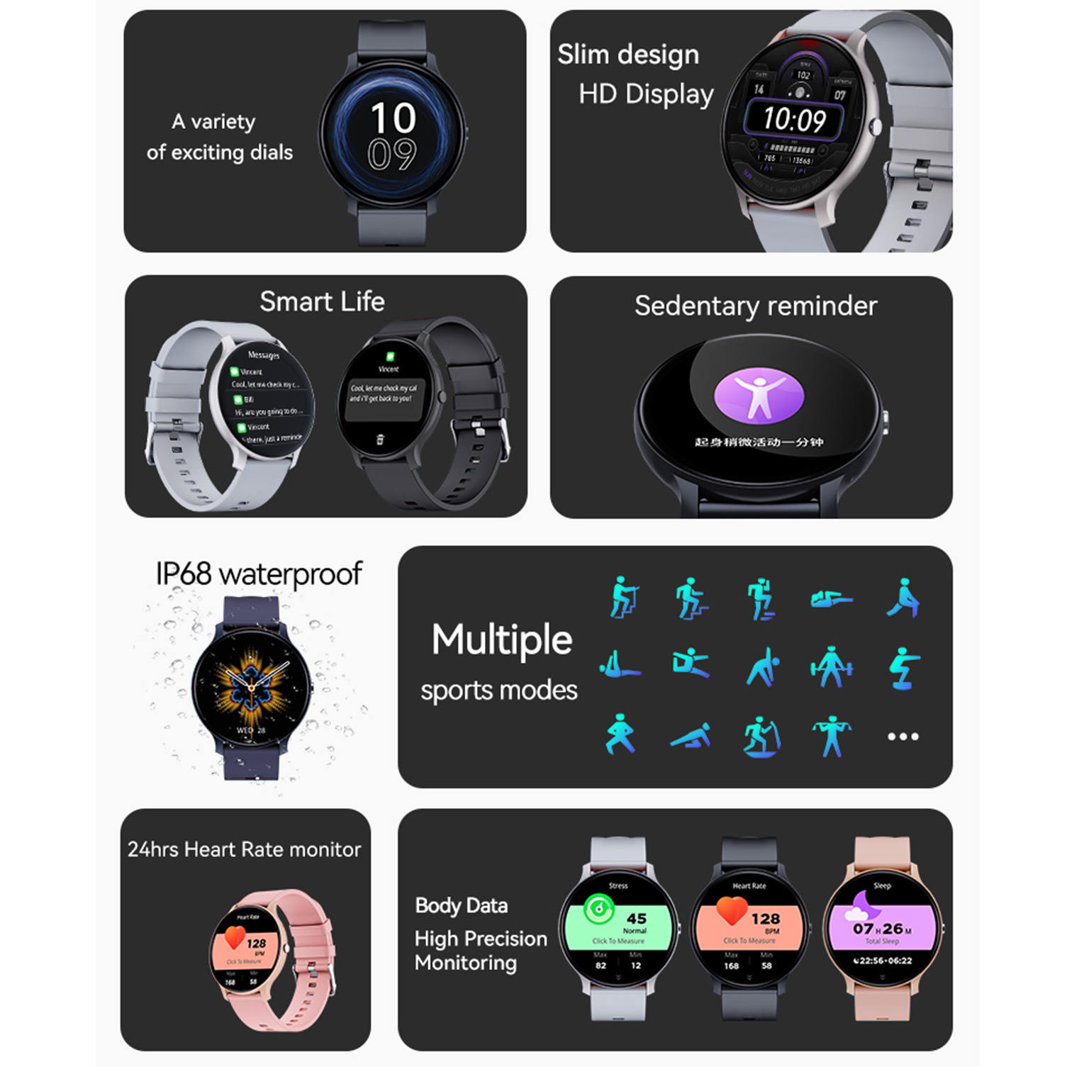 Blood Pressure Blood Oxygen Health Detection Bluetooth Calling Game Music Sport Step Counting Smart Watch - Image 2