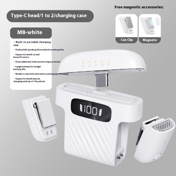M8 Mini Wireless Collar Clip Microphone One For Two